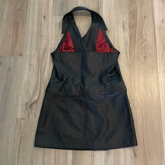 Vintage Harley-Davidson Black Leather modular dress size 12 - Picture 9 of 14